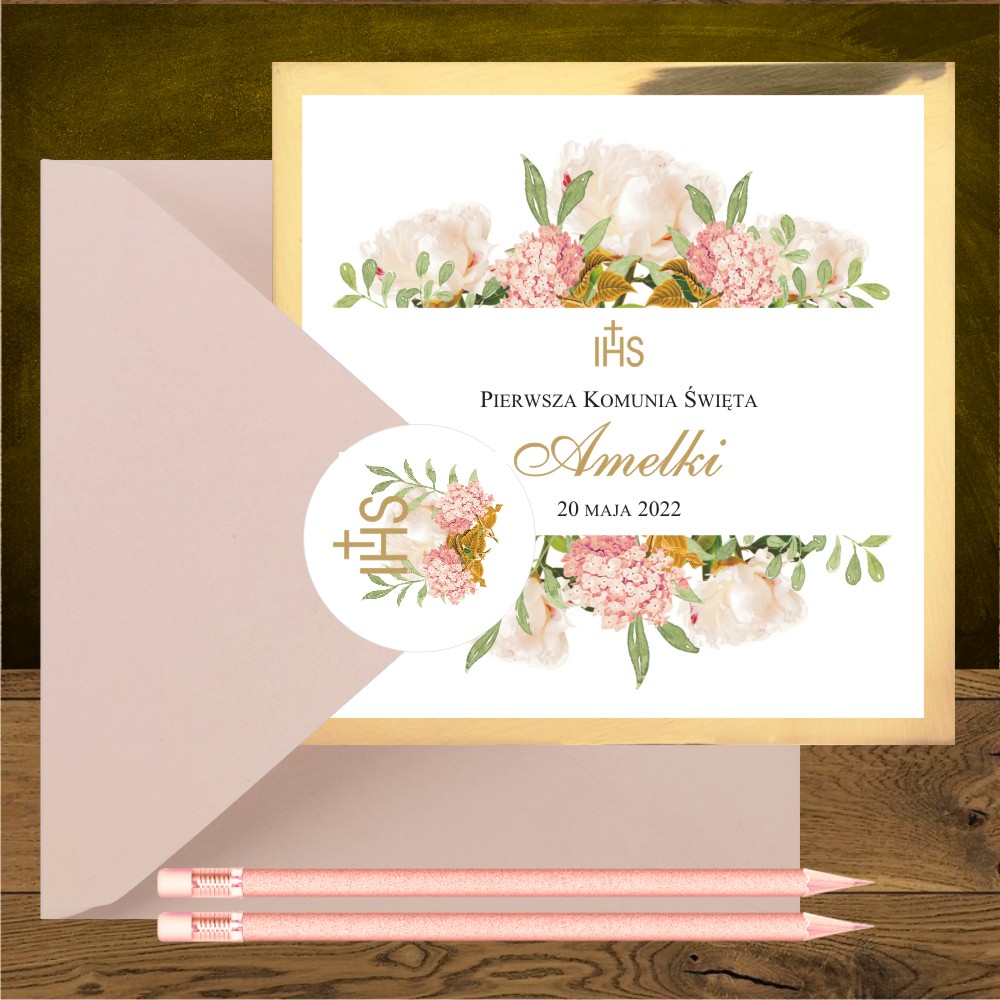zaproszenia na komunie kwiaty
