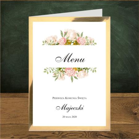 Menu otwierane ze złotym podklejeniem- romantyczny ogród
